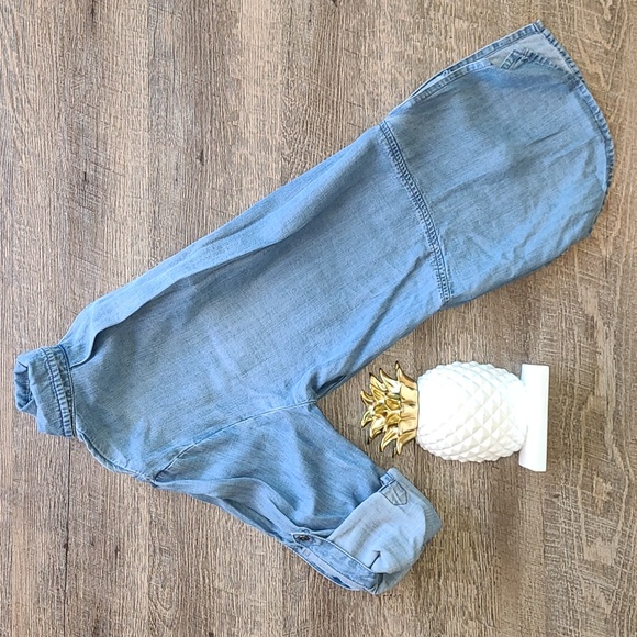 Cloth & Stone Button Down Top - Distressed Denim - Picture 3 of 10